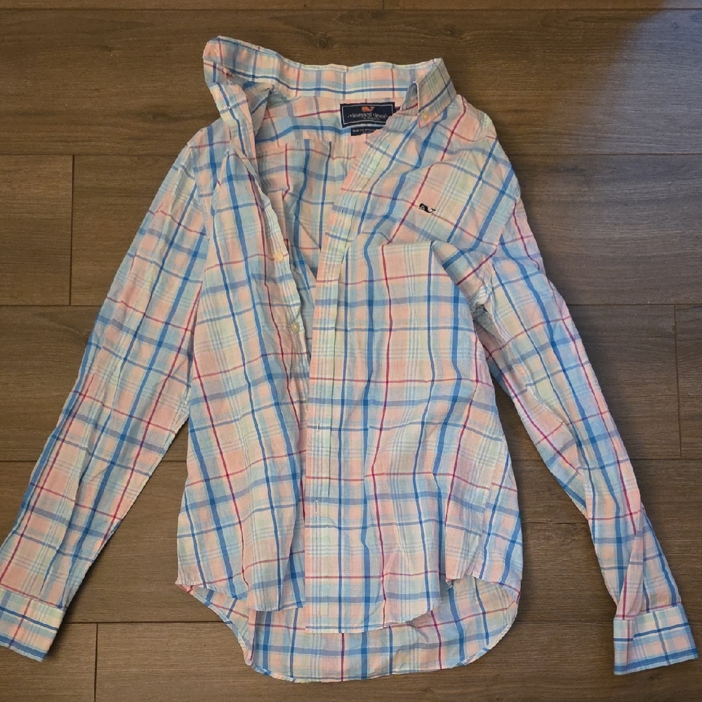 Vineyard Vines Slim Fit Pastel Plaid Whale Shirt